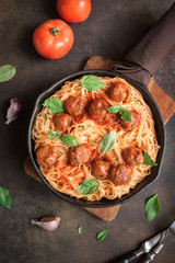 Poster - Spaghetti pasta with meatballs