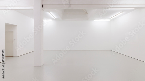 Fotografía A view of a white painted interior of an empty room or an art gallery with a sky