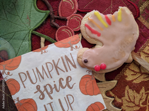 Photographie Thanksgiving Turkey cookie on dinner table