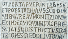 Latin Inscription On Ancient Wall Of Church Of Santa Maria In Cosmedin In Rome, Italy