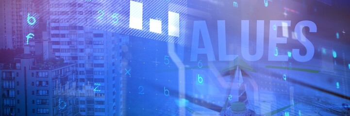 Poster - Composite image of values against digitally generated grey