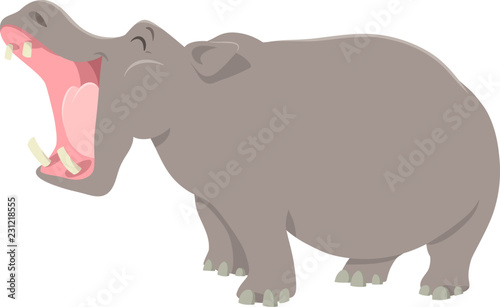 Photographie funny cartoon hippopotamus animal character