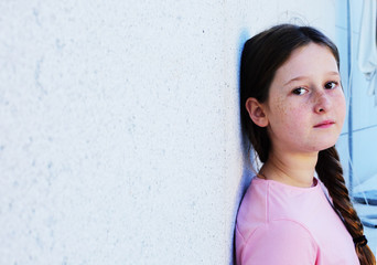 portrait of beautiful teenage girl outdoor