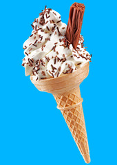 Sticker - VANILLA ICE CREAM CONE WITH CHOCOLATE ON BLUE