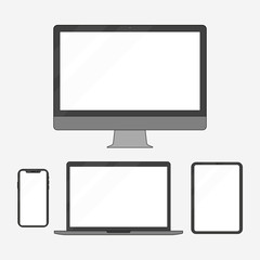 Wall Mural - Set of electronic devices in a flat style style
