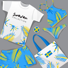 Set Of National Beachwear : Sweden : Vector Illustration