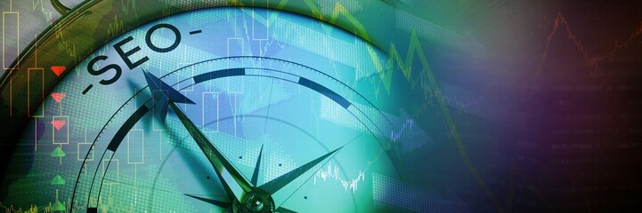 Poster - Composite image of compass pointing to seo
