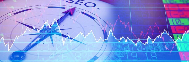 Poster - Composite image of compass pointing to seo