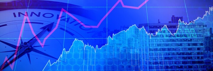 Poster - Composite image of stocks and shares