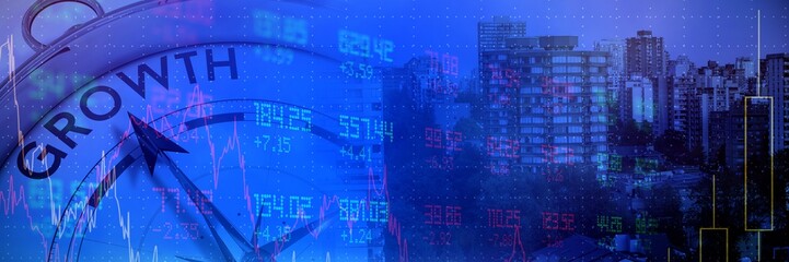 Poster - Composite image of stocks and shares