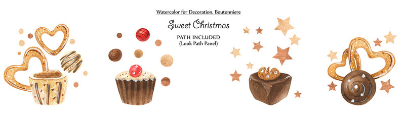 Wall Mural - Sweet vignettes with chocolates and cookies