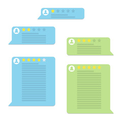 Aufkleber - Set of review rating bubble speeches in a flat design