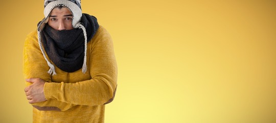 Poster - Composite image of portrait of man feeling cold