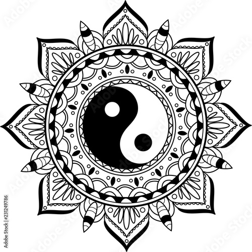 Vector illustration of a black and white mandala for adult coloring book Canvas Print