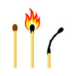 © Sylfida - Matches on fire. Lighted match and burned match. Vector illustration
