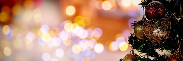 Poster - Composite image of christmas yellow circle lights