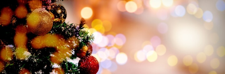 Poster - Composite image of christmas yellow circle lights