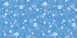 Blue Christmas snowflakes repeat pattern. Great for winter holidays wallpaper, backgrounds, invitations, packaging design projects. Surface pattern design.