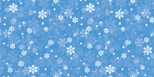 Blue Christmas Snowflakes Repeat Pattern. Great For Winter Holidays Wallpaper, Backgrounds, Invitations, Packaging Design Projects. Surface Pattern Design.