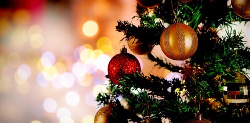 Poster - Composite image of christmas yellow circle lights