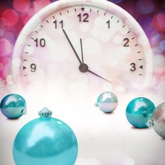 Poster - Composite image of digitally generated blue christmas baubles