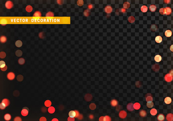 Wall Mural - border of the bright bokeh lights isolated on a transparent background