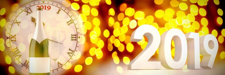 Poster - Composite image of three dimensional new year numbers in gray