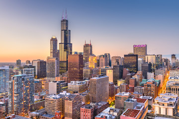 Fototapete - Chicago, Illinois, USA Skyline