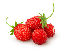 Wild Strawberry Isolated On White Background, Clipping Path, Full Depth Of Field