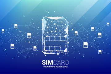 Poster - Vector Polygon dot connect line shaped sim card icon. Concept for mobile sim card technology  and network.