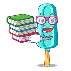 Wall Mural - Student with book ice cream shaped stick on mascot