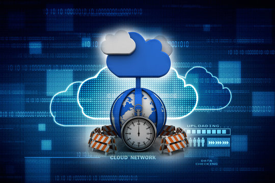 3d illustration stopwatch with cloud