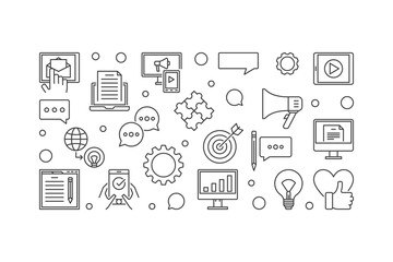 Poster - Digital Content outline vector banner or illustration