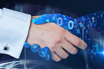 Poster - Handshake with binary man