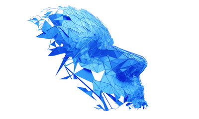 Poster - polygonal human face. 3d illustration of a cyborg head construction. artificial intelligence concept