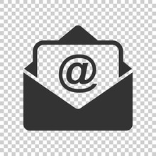 Mail Envelope Icon In Flat Style. Email Message Vector Illustration On Isolated Background. Mailbox E-mail Business Concept.