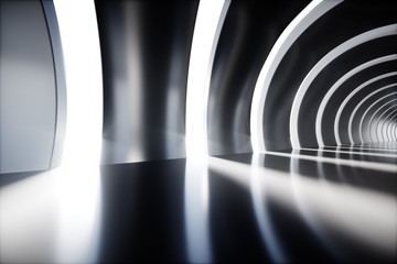 Wall Mural - empty tunnel, 3d rendering tech display stage.