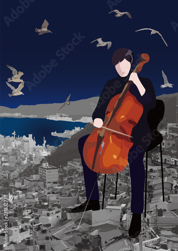 Plakaty wiolonczela  skrzydla-muzyki