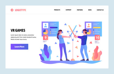 Poster - Vector web site gradient design template. Virtual VR and augmented reality games and applications. Landing page concepts for website and mobile development. Modern flat illustration.
