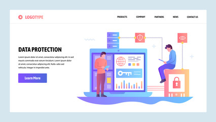 Wall Mural - Vector web site gradient design template. Data protection, cyber security and secure login. Landing page concepts for website and mobile development. Modern flat illustration.