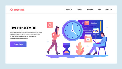Wall Mural - Vector web site design template. Time management concept. Business project deadline and schedule. Landing page concepts for website and mobile development. Modern flat illustration.