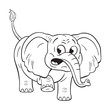 © starserfer - Black and white illustration of  a funny cartoon elephant