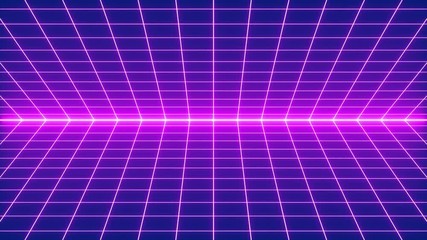 Wall Mural - Retro-futuristic 80s synthwave grid background. Perfectly seamless looped opener animation.
