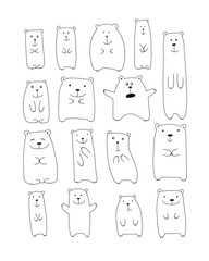Fototapete - Funny bears collection, sketch for your design