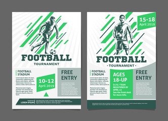 Wall Mural - Football, soccer tournament posters, flyer with football player - template vector design