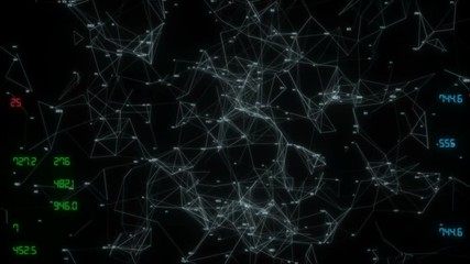 Poster - Rotating information structure. Flat numbers against the background of the information structure. Seamless loop.