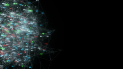 Poster - World information web. Signal transmission. Depth of field. Seamless loop.Digital tunnel. Internet. Technology background.