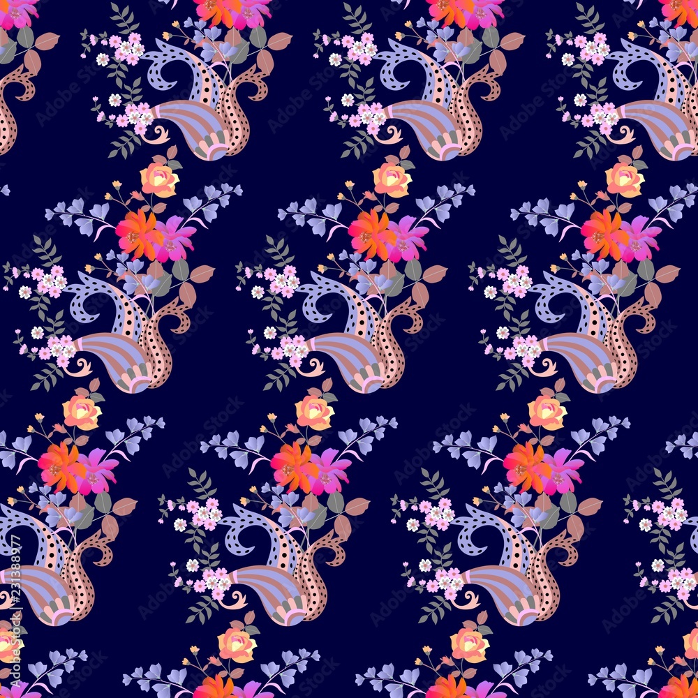 Luxury seamless paisley floral pattern in ethnic style. Indian, persian,  turkish motives. Stock Illustration | Adobe Stock, image size:1000x1000