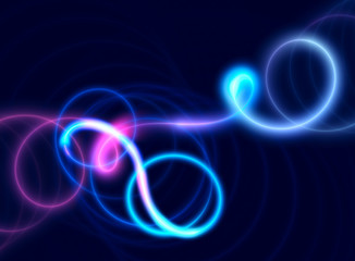 Poster - Neon fantasy. Bright swirls on a dark blue background