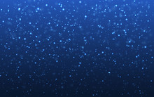 Christmas Snow. Falling Snowflakes On Blue Background. Snowfall. Vector Illustration